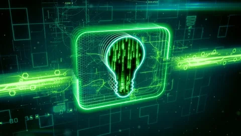 Light bulb icon on abstract green background Stock Footage 72608862