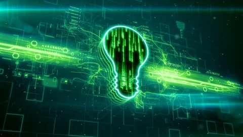 Light bulb icon on abstract green background Stock Footage 72609085