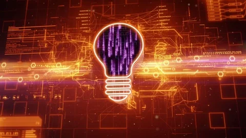 Light bulb icon on abstract red background Stock Footage 72195520