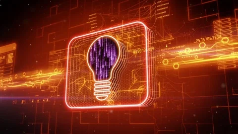 Light bulb icon on abstract red background Stock Footage 72288435