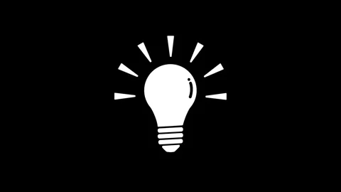 Light bulb icon animation on black background. Stock Footage 346665300