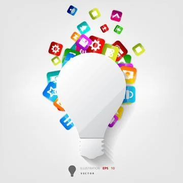Light bulb icon. Application button. Stock Illustration