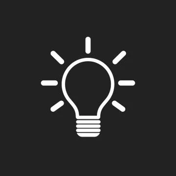 Light bulb icon on black background. Idea flat vector illustration. Icons for Stock Illustration