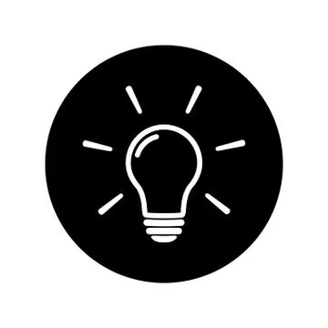 Light bulb icon on black background Stock Illustration