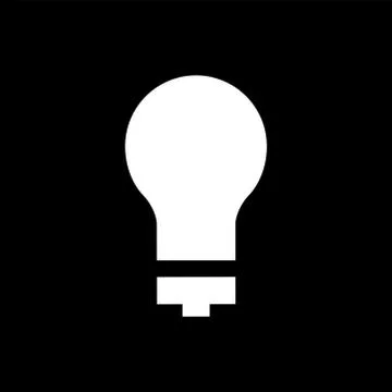 Light Bulb Icon On Black Background. Black Flat Style Vector Illustration. Stock Illustration