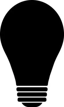 Light bulb icon Black vector, Electric bulb shape, thinking symbol, Solutio.. Stock Illustration