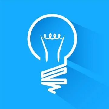 Light Bulb icon on blue background with shadow, Concept of Idea, Stock Vector Stock Illustration