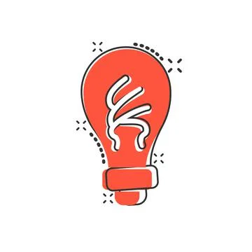 Light bulb icon in comic style. Lightbulb cartoon vector illustration on whit Stock Illustration