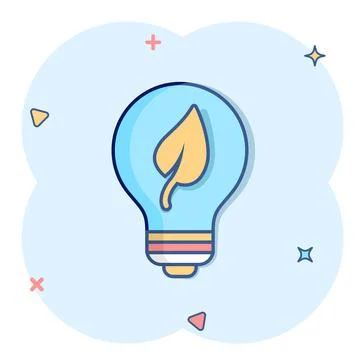 Light bulb icon in comic style. Lightbulb cartoon vector illustration on whit Stock Illustration