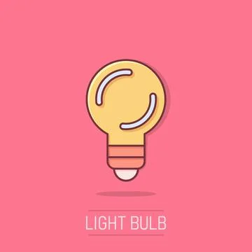 Light bulb icon in comic style. Lightbulb cartoon vector illustration on is.. Stock Illustration