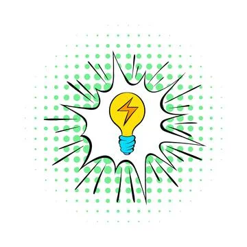 Light bulb icon in comics style Stock Illustration