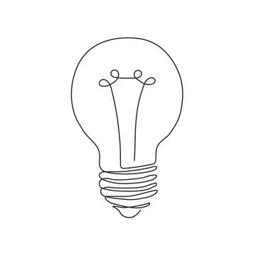 Light bulb icon. Continuous line hand drawn vector Stock Illustration
