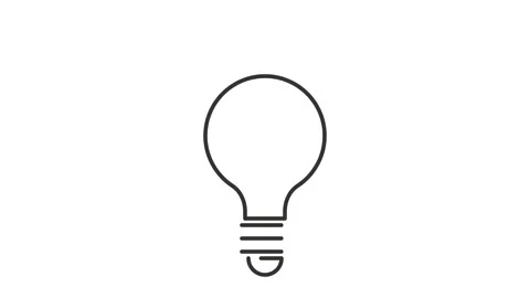 Light Bulb Icon Drawing and Glowing Idea Animation on White Background Stock Footage 345654613