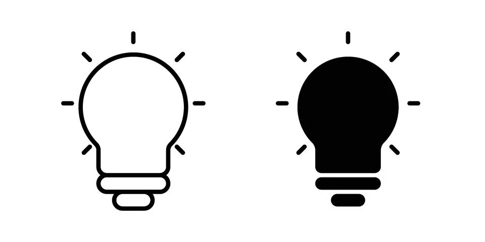 Light bulb icon drawing lines. Silhouette style vector bundle Stock Illustration