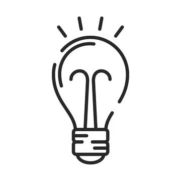 Light bulb icon in flat outline stroke style. Lightbulb vector illustration.. Stock Illustration