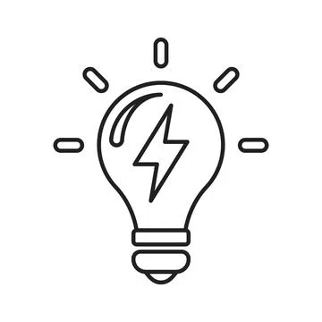 Light bulb icon in flat outline stroke style. Lightbulb vector illustration.. Illustrazione stock