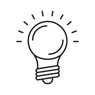 Light bulb icon in flat outline stroke style. Lightbulb vector illustration.. Illustrazione stock
