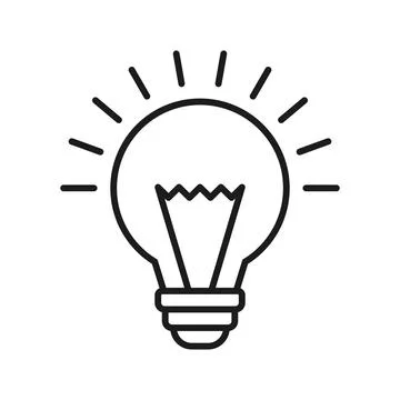 Light bulb icon in flat outline stroke style. Lightbulb vector illustration.. Illustrazione stock