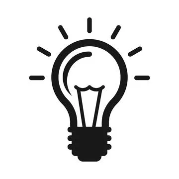 Light bulb icon in flat silhouette style. Lightbulb vector illustration on .. Illustrazione stock