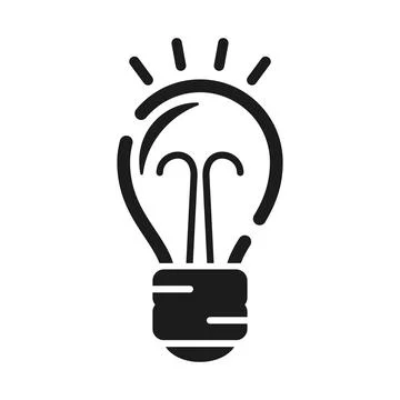 Light bulb icon in flat silhouette style. Lightbulb vector illustration on .. Illustrazione stock