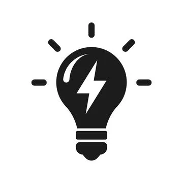 Light bulb icon in flat silhouette style. Lightbulb vector illustration on .. Illustrazione stock