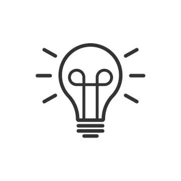 Light bulb icon in flat style. Lightbulb vector illustration on white isolate Stock Illustration