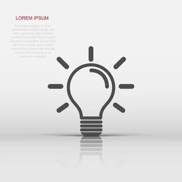 Light bulb icon in flat style. Idea sign illustration pictogram. Lightbulb .. Stock Illustration