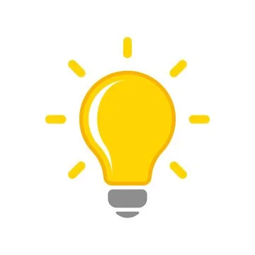 Light bulb icon in flat style. Lightbulb vector illustration on isolated ba.. Stock Illustration