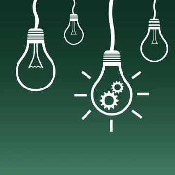 Light bulb icon. Flat vector illustration. Idea sign symbol on green backgrou Stock Illustration