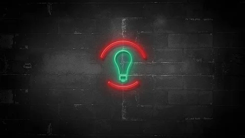 Light Bulb Icon on Flickering Neon Sign in 4K Resolution Stock Footage 119321507
