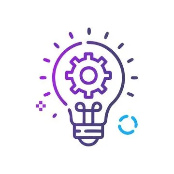 Light bulb icon with gear inside representing ideas and innovation Stock Illustration