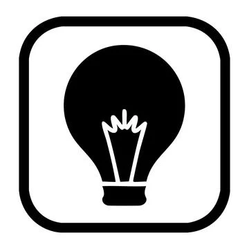 Light bulb icon. Idea symbol. Black and white lightning equipment vector art. Stock-Illustration