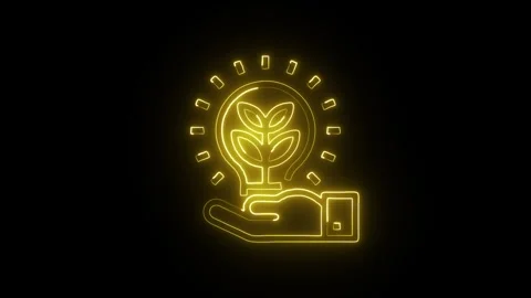 Light Bulb Icon Isolated on Black Background, Idea Innovation Symbol Design Stock Footage 329572353