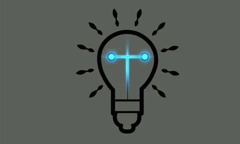 Light bulb icon isolated on gray background. Render cartoon style 스톡 일러스트