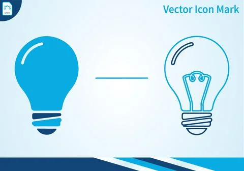 Light bulb icon mark blue solid and outline style. Stock Illustration