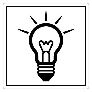 Light Bulb Icon with Radiating Rays for Creative Ideas and Inspiration Stock Illustration