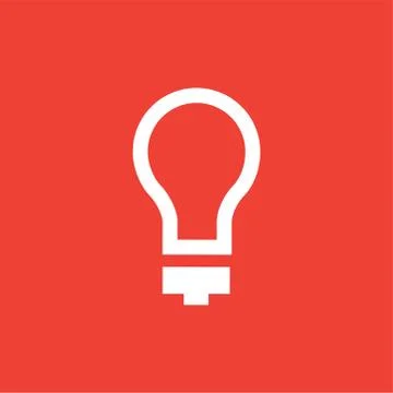 Light Bulb Icon On Red Background. Red Flat Style Vector Illustration Stock Illustration
