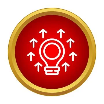 Light bulb icon rising arrows illustrating new idea growth Illustrazione stock