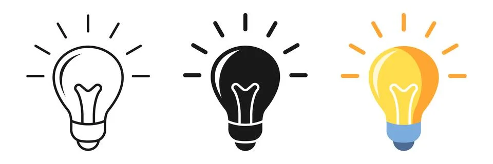 Light bulb icon set collection in flat style. Lightbulb vector illustration.. Stock Illustration