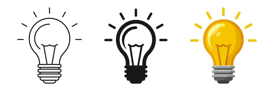 Light bulb icon set collection in flat style. Lightbulb vector illustration.. Illustrazione stock