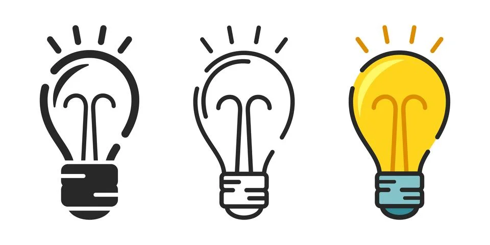 Light bulb icon set collection in flat style. Lightbulb vector illustration.. Illustrazione stock