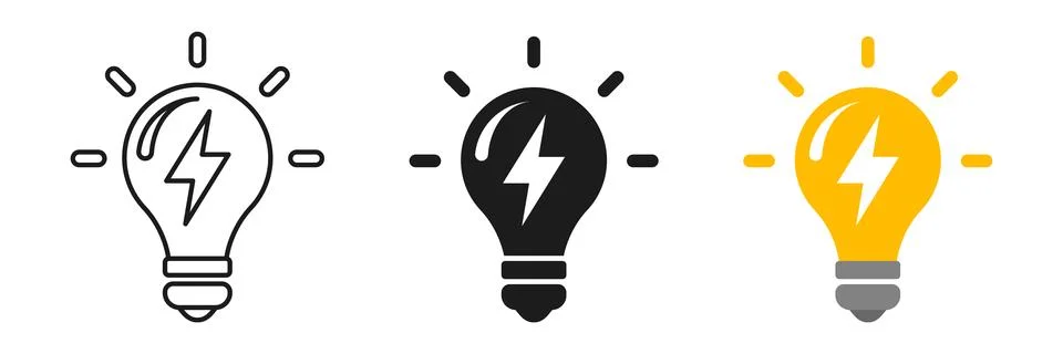 Light bulb icon set collection in flat style. Lightbulb vector illustration.. Illustrazione stock