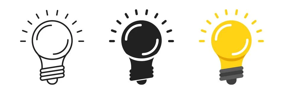 Light bulb icon set collection in flat style. Lightbulb vector illustration.. Illustrazione stock