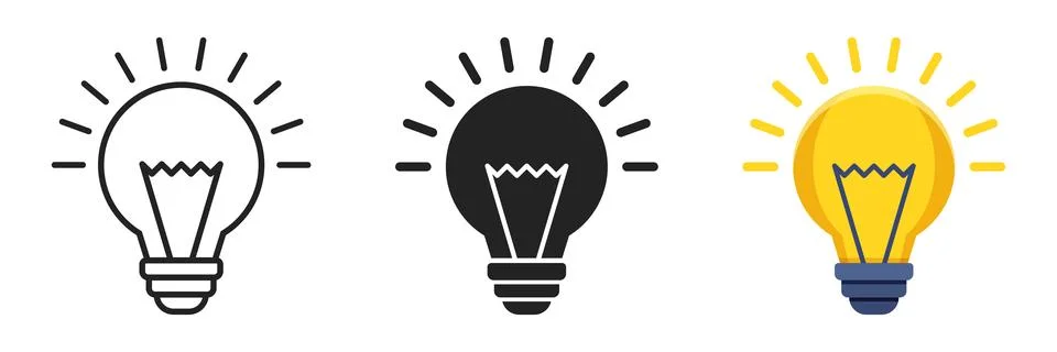 Light bulb icon set collection in flat style. Lightbulb vector illustration.. Illustrazione stock