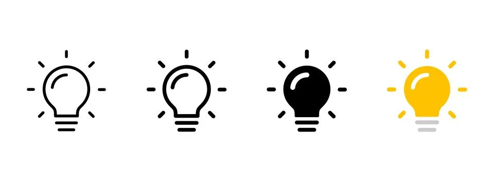Light bulb icon set. Idea, innovation and creativity concept. Bright soluti.. Stock Illustration