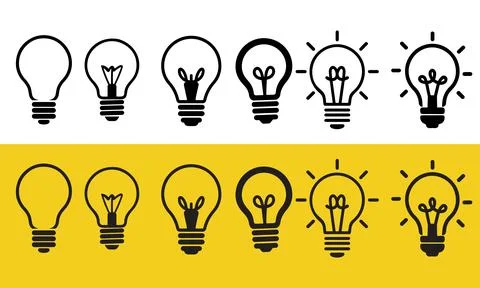Light bulb icon set vector on white background イラスト素材