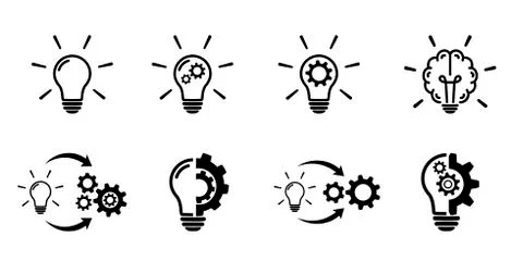 Light bulb icon set on white background. Illustrazione stock