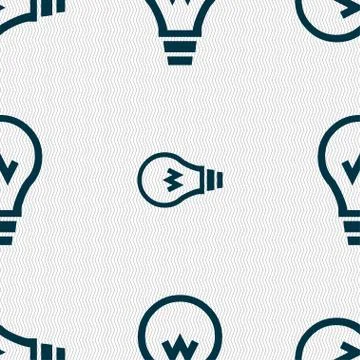 Light bulb icon sign. Seamless pattern with geometric texture. Vector Illustrazione stock