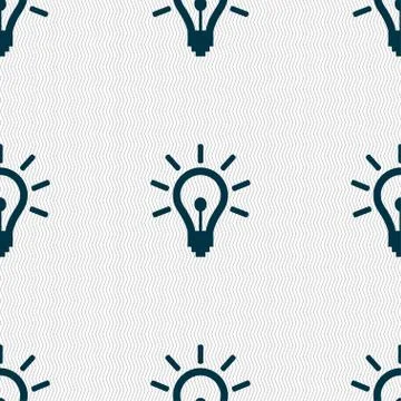 Light bulb icon sign. Seamless pattern with geometric texture. イラスト素材