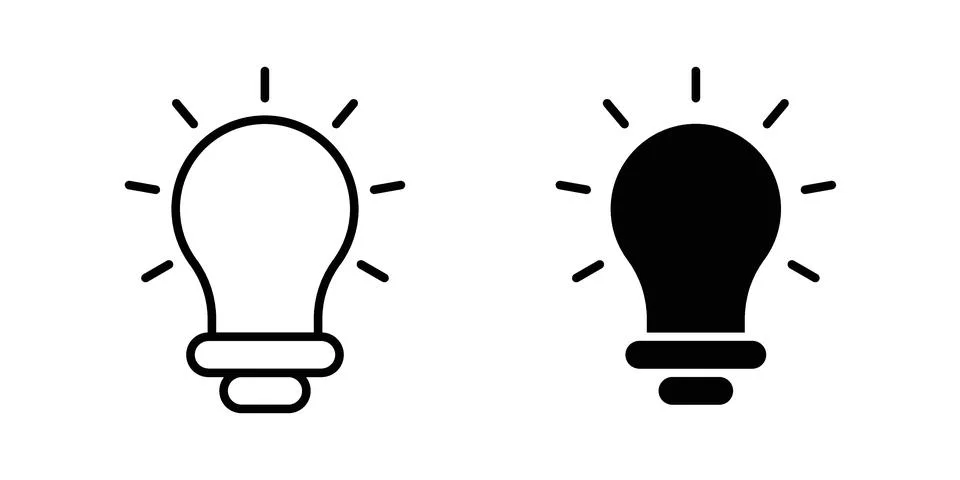 Light bulb icon silhouette vector set. thin line pack Illustrazione stock